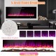 Wall-mounted 60-inch electric fireplace with decorative crystal and log, featuring 5 brightness levels for cozy.