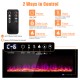 Remote control for the 60-inch wall-mounted electric fireplace with adjustable brightness and flame colors for cozy.