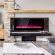 Wall-mounted 60-inch electric fireplace with realistic flame, decorative crystals, and logs for cozy ambiance in any.