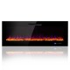 60-inch wall-mounted electric fireplace with realistic flames, decorative crystals, and adjustable brightness for cozy.