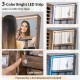 Freestanding jewelry cabinet in rustic brown with full-length mirror, 3-color LED lights, and multiple storage options.