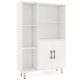 Free standing pantry cabinet with 2 doors, 5 shelves, and sturdy metal legs for versatile storage in any room.