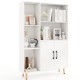 Free standing pantry cabinet with 2 doors and 5 shelves, featuring a modern design for living room or office storage.
