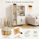 Free standing pantry cabinet with 5 shelves and 2-door storage, featuring sturdy metal legs for stability in any room.