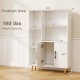 Free standing pantry cabinet with 5 shelves and 2-door storage, featuring sturdy metal legs for stability and modern.