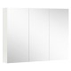 Frameless bathroom wall-mounted mirror cabinet with 3 high-definition mirrored doors and ample storage compartments.
