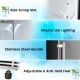 Close-up of the stainless steel handle and adjustable feet of the silver undercounter ice maker for easy use and.
