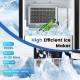 High efficient ice maker with a stainless steel door, 80 lbs daily yield, and 3.2L water tank for convenient ice.