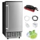 Free-standing undercounter ice maker in silver with LCD display, removable ice bin, and 80 lbs daily yield for.
