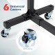 Freestanding kayak storage rack with 6 lockable wheels, featuring a durable black metal frame for stability and easy.