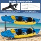 Freestanding kayak storage rack with a powder-coated metal frame and 6 lockable wheels for indoor and outdoor use.