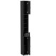 Freestanding slim bathroom cabinet in black with 2 cabinets, 5 adjustable shelves, and 1 drawer for efficient storage.