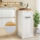 Freestanding tilt-out laundry cabinet in white with bamboo top, featuring a removable hamper and anti-tipping kits for.