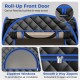 Roll-up zippered door detail of the Full-Body Personal Sauna Tent, featuring easy access and secure buckles for.