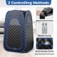 Full-body personal sauna tent in black with remote control, 1000W steam generator, and convenient storage pocket for.