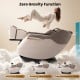Full body massage chair in white with zero gravity function, featuring waist heating and foot roller for enhanced.