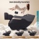 Zero gravity massage chair in black showcasing the one-touch function and child lock design for enhanced safety and.