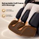 Retractable calf frame with foot rollers and massage airbags for enhanced relaxation in a black massage chair.