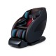 Side view of the brown full body massage chair with 12 airbags and yoga stretch feature for enhanced muscle relaxation.