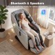 Full body zero gravity massage chair in white with Bluetooth speakers for soothing music and relaxation.