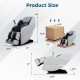 Dimensions of the Full Body Zero Gravity Massage Chair SL Track Massage Recliner in white, showing product size and.