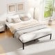 Full-size metal bed frame with heavy-duty support slats, minimalist design, and ample under-bed storage for bedroom use.