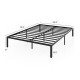 Full size metal bed frame with heavy-duty support slats, featuring a minimalist design and ample under-bed storage.