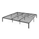 King size metal bed frame with heavy-duty support slats, minimalist design, and ample under-bed storage space.