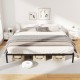 King size metal bed frame with heavy-duty support slats, featuring under-bed storage and a minimalist design for.