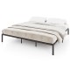 King size metal bed frame showcasing a minimalist design, featuring extra middle support legs for enhanced stability.