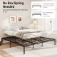 King size metal bed frame with heavy-duty support slats and embedded design for mattress stability and under-bed.