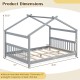 Dimensions of the full size house bed in white, showcasing a 350 lbs capacity, ideal for children's creativity and play.