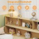 Integrated bookshelf showcasing books, toys, and ornaments for organized storage in a Montessori floor bed setup.