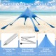 Blue 20 x 20 feet beach canopy tent with UPF50+ sun protection, featuring durable aluminum poles and sandbags for.