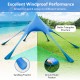 Blue 20 x 20 feet beach canopy tent with UPF50+ sun protection, featuring a stable triangular structure for outdoor use.