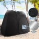 Oversized black pop-up shower tent with double-room design, waterproof polyester, and window for ventilation, ideal for.