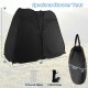 Oversized pop-up shower tent in black with double-room design, window, and storage pocket for versatile outdoor use.