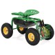 Garden cart rolling work seat in green with tool tray, adjustable height, and four sturdy rubber wheels for gardening.