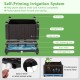 Self-watering elevated garden bed kit with rattan pattern, perfect for growing flowers and vegetables outdoors.