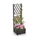 Raised garden bed with trellis for climbing plants, made of durable coffee-colored PP material, ideal for flowers and.