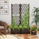 Large raised garden bed with trellis in coffee color, designed for climbing plants, featuring a self-watering system.
