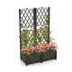 Raised garden bed with trellis for climbing plants, made of durable coffee-colored PP material, ideal for flowers and.