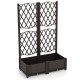 Vertical trellis on a raised garden bed in coffee color, perfect for supporting climbing plants and enhancing garden.
