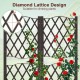 Diamond lattice trellis design on a raised garden bed, ideal for climbing plants and enhancing garden aesthetics.
