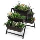 3-tier vertical raised garden bed with 5 removable plant boxes, made of crack-resistant PE material for space-saving.