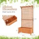 Detailed dimensions of the raised garden bed with trellis in natural fir wood, showcasing height and planter depth.