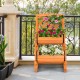 2-tier raised garden bed in orange with cylindrical planter boxes and trellis, perfect for balcony or patio plants.
