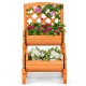 2-tier raised garden bed in orange with cylindrical planter boxes and trellis, perfect for indoor and outdoor plant.