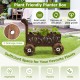 Decorative wooden wagon cart with handle and wheels, featuring drainage holes for optimal plant growth and ventilation.