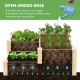 3-tier wooden raised garden bed with open-ended base, ideal for various plants, promoting healthy growth and drainage.